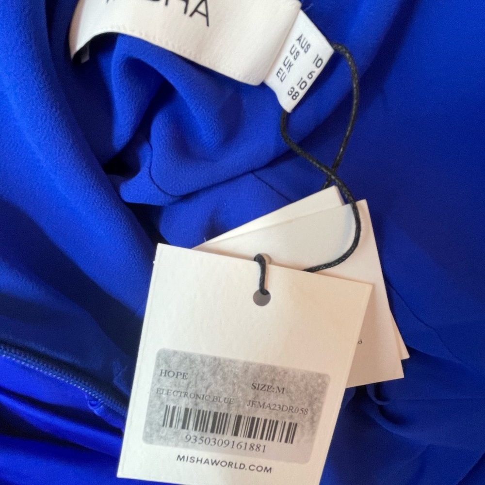 NWT Misha Electric Blue Hope Satin Mini Dress - Picture 5 of 5